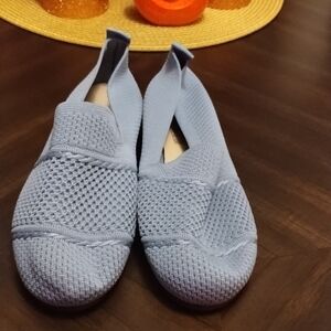 Light Blue Knit Flats